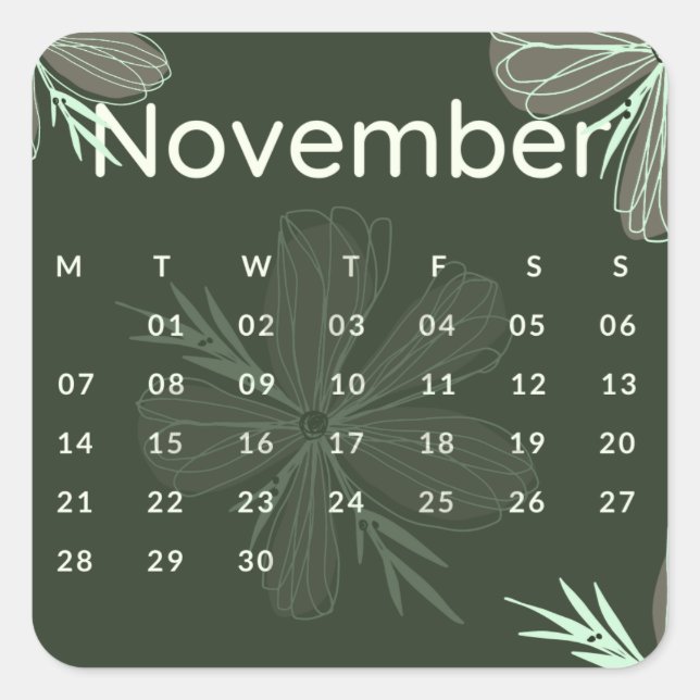 Pegatinas mes del año - November (S'L) *2022 Quadratischer Aufkleber (Vorderseite)