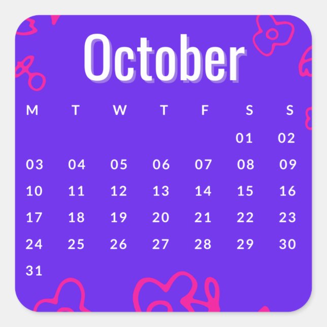 Pegatinas mes del año - October (S'C) Quadratischer Aufkleber (Vorderseite)