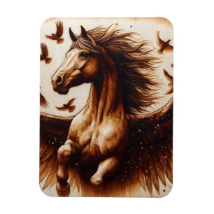 Pegaus Sepia mit Vögeln Magnet