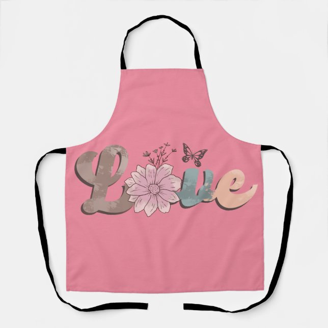 Peggy Ann Pink Liebe Küche Schürze (Vorderseite)
