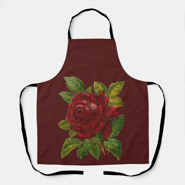 Peggy Ann überall über Maroon Rose Küche Schürze (Vorderseite)