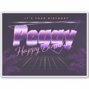 Peggy Name Vorname lila retro Sticker Geburtstag