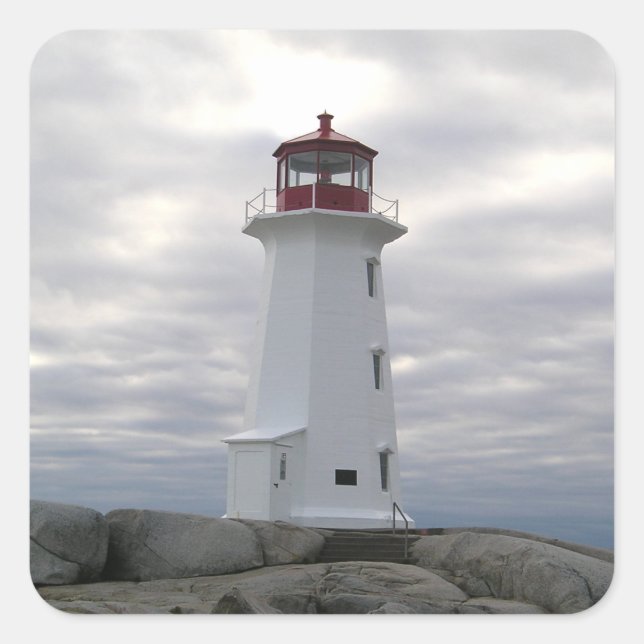 Peggy's Cove Lighthouse Route Nova Scotia Aufklebe Quadratischer Aufkleber (Vorderseite)