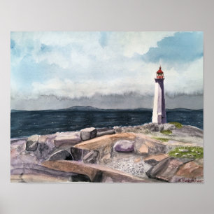 PEGGY'S COVE, NOVA SCOTIA, KANADA WATERCOLOR POSTER