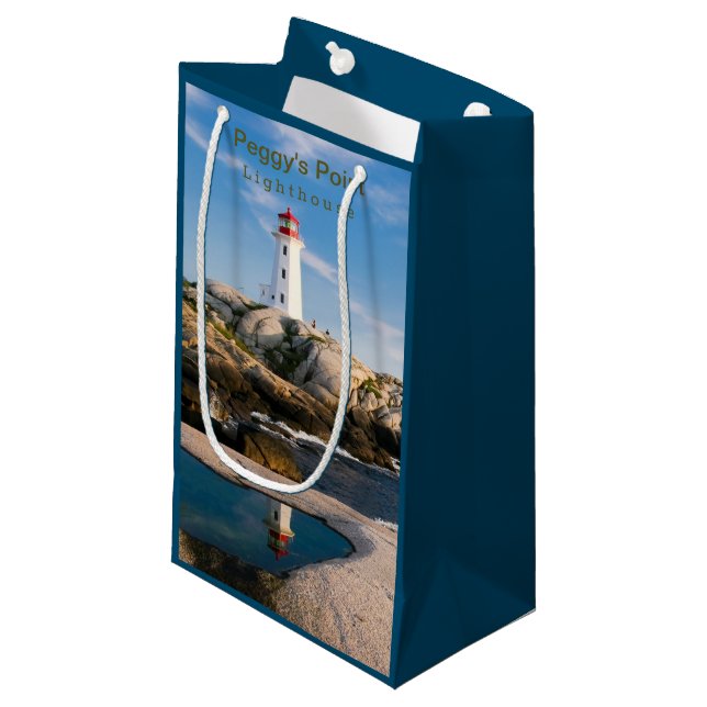 Peggys Point Lighthouse Atlantic Canada Kleine Geschenktüte (Vorderseite Schrägansicht)