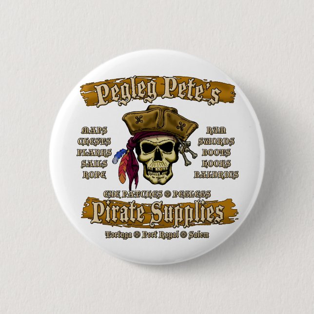 Pegleg Pets Piratenlieferungen Button (Vorderseite)