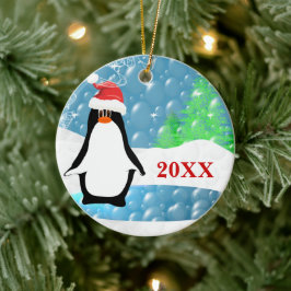 Peguin Christmas Family Foto Ornament