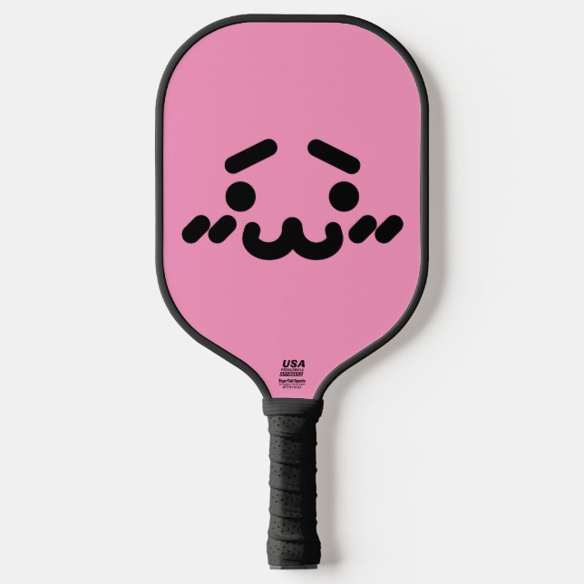 Peinlich süßes Gesicht Hellrosa Pickleball Schläger (Vorderseite)