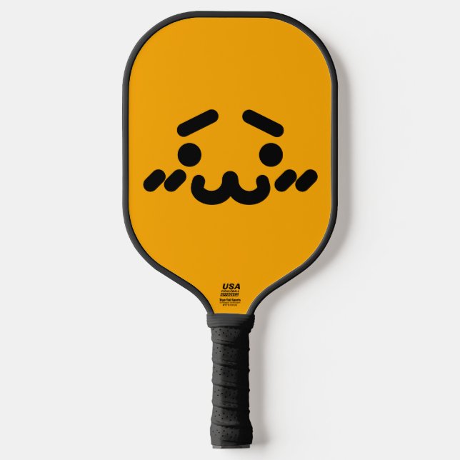 Peinlich Süßes Gesicht Orange Pickleball Schläger (Vorderseite)