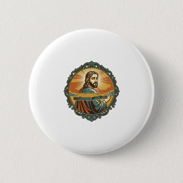 Peinlicher Jesus Stolpert Flache Oberfläche Öffent Button (Vorderseite)