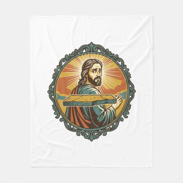 Peinlicher Jesus Stolpert Flache Oberfläche Öffent Fleecedecke (Vorderseite)