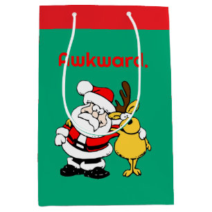 Peinliches Santa-Selfie, lustige Weihnachts-Cartoo Mittlere Geschenktüte