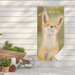 Peinture d'un mignon petit renard Badetuch Badehandtuch