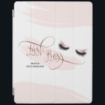 Peitschen-Chef-Make-upaugenbraue mustert iPad Hülle<br><div class="desc">Diese trendy und elegantes iPad intelligente Abdeckung mit Hand gezeichneten Rosengoldaugen (Eyelashes und Brauen) ist- perfekt für Peitschenchef/Make-upkünstler,  Eyelasherweiterungsgeschäft,  Peitschenerweiterung,  Mode Bloggers,  Peitschen-Bar,  Schönheitssalon… Die Foliendetails werden in der Grafik simuliert. Keine tatsächliche Folie wird in der Herstellung dieses Produktes benutzt.</div>