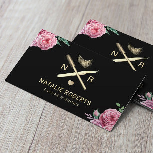 Peitschen u. Brauen-Make-upkünstler-Vintager Visitenkarte