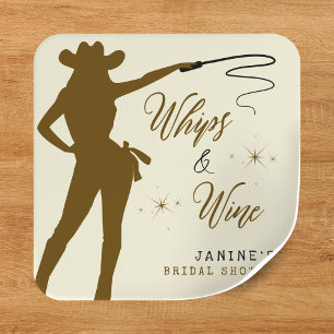 Peitschen & Wein Cowgirl Brautparty Quadratischer Aufkleber