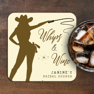 Peitschen & Wein Cowgirl Brautparty Rechteckiger Pappuntersetzer