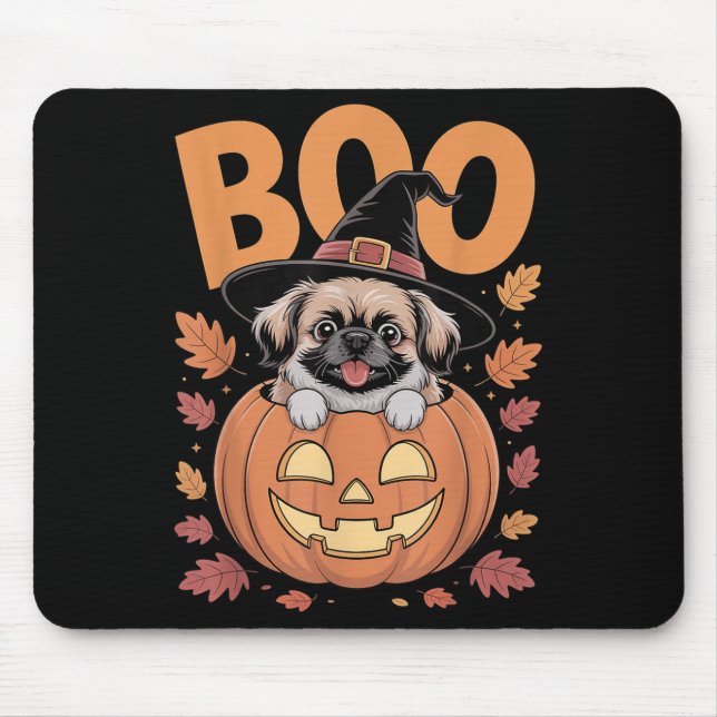 Peke Costume On Pumpkin Halloween Pekingese  Mousepad (Vorne)