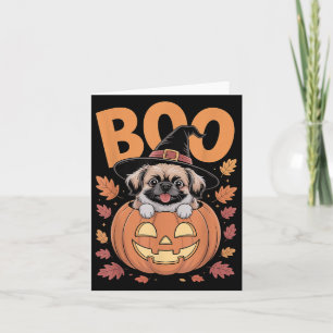 Peke-Kostüm auf Kürbis Halloween Pekingese Karte