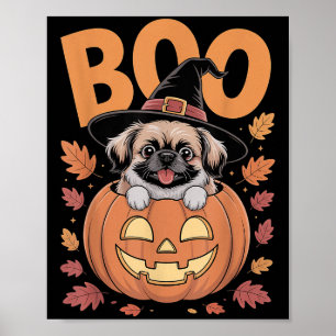 Peke-Kostüm auf Kürbis Halloween Pekingese Poster
