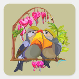 Pekin Robin Bird Pair Quadratischer Aufkleber
