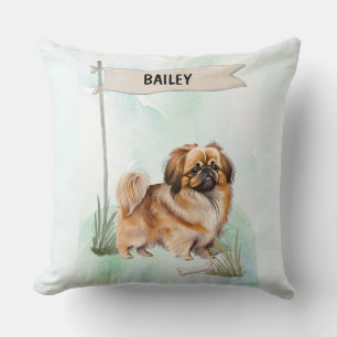 Pekineser Wasserfarbe Personalisierter Hund Kissen