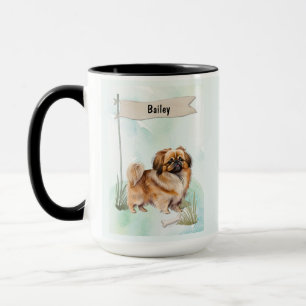 Pekineser Wasserfarbe Personalisierter Hund Tasse