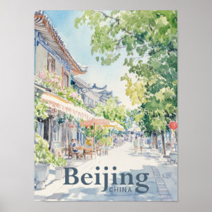 Peking China Aquarellmalerei Reise Poster