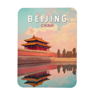 Peking China Illustration Reise Kunst Vintage Magnet