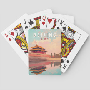 Peking China Illustration Reise Kunst Vintage Spielkarten