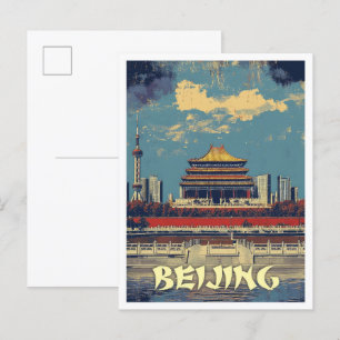 Peking China Kunst Vintage Reise Illustration Postkarte