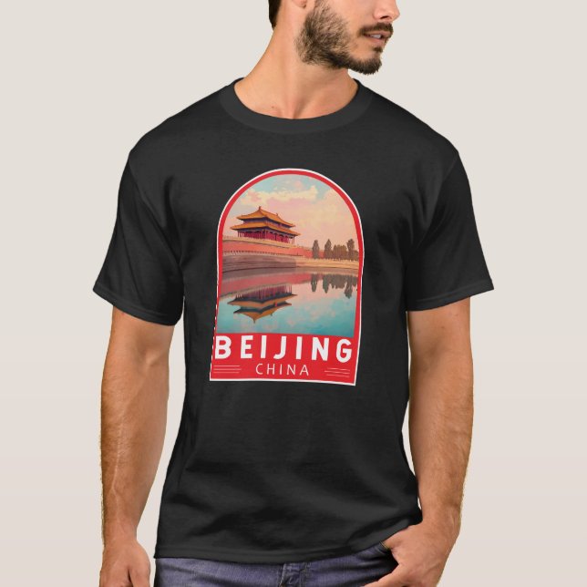 Peking China Reise Kunst Emblem T-Shirt (Vorderseite)