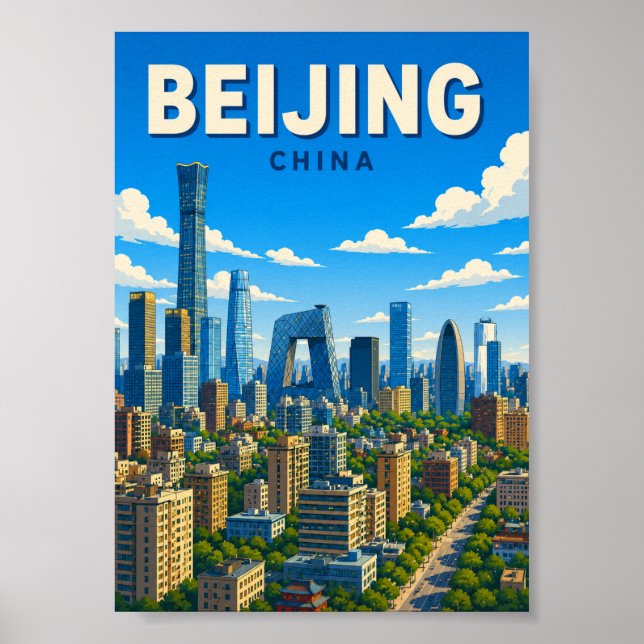 Peking China Skyline Moderne Stadtansicht Poster (Vorne)