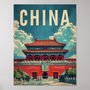 Peking China Tiongkok Vintage Berühmter Reiseort Poster