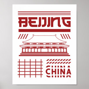Peking China Urbaner Tempel Grafik Poster