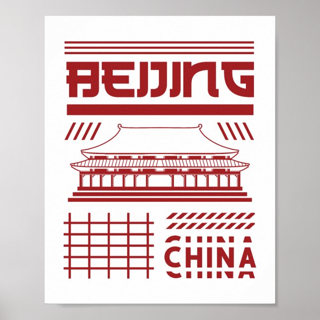 Peking China Urbaner Tempel Grafik Poster (Vorne)