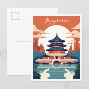 Peking China Vintage Illustration Postkarte