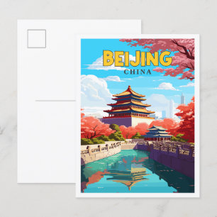 Peking China Vintage-Reiseillustration Postkarte