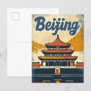 Peking China Vintage Retro Reiseillustration Postkarte