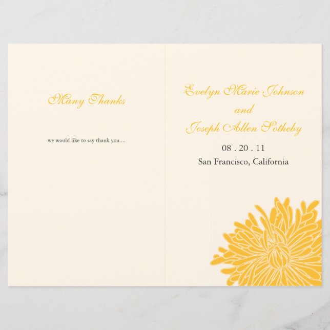 Peking Chrysanthemum Wedding Program (Vorderseite)