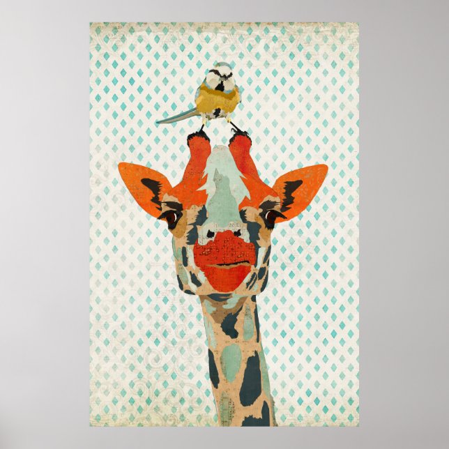 Peking Giraffe & Little Bird Art Poster (Vorne)