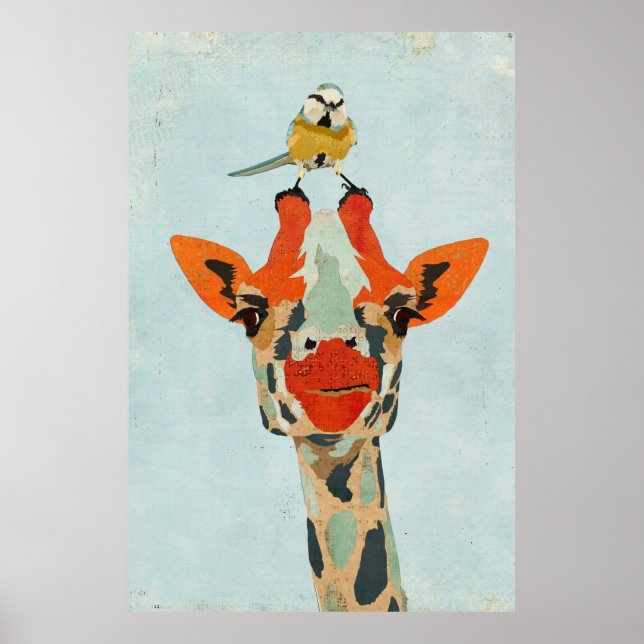 Peking Giraffe & Little Bird Art Poster (Vorne)