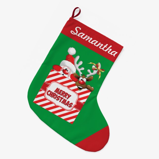 Peking Santa n' Rentier Strumpf Großer Weihnachtsstrumpf (Vorderansicht (hängend))