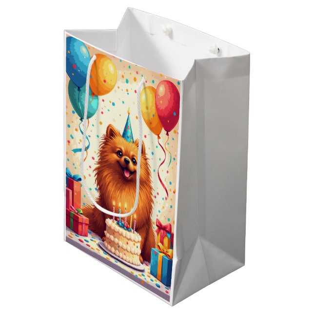 Pekinger Geburtstagsfeier Mittlere Geschenktüte (Vorderseite Schrägansicht)