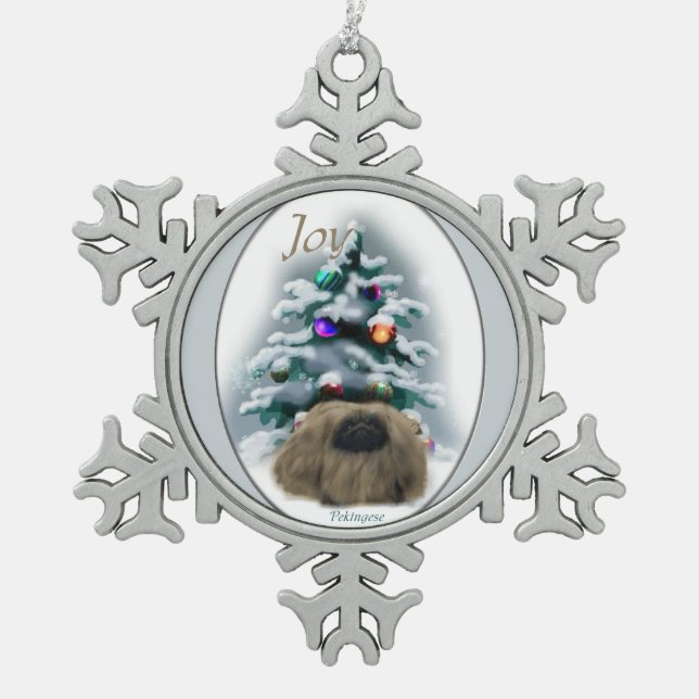 Pekinger Weihnachten Schneeflocken Zinn-Ornament (Vorderseite)
