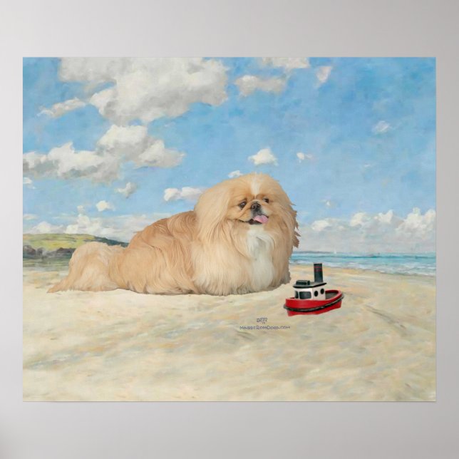Pekingese am Meer Poster (Vorne)