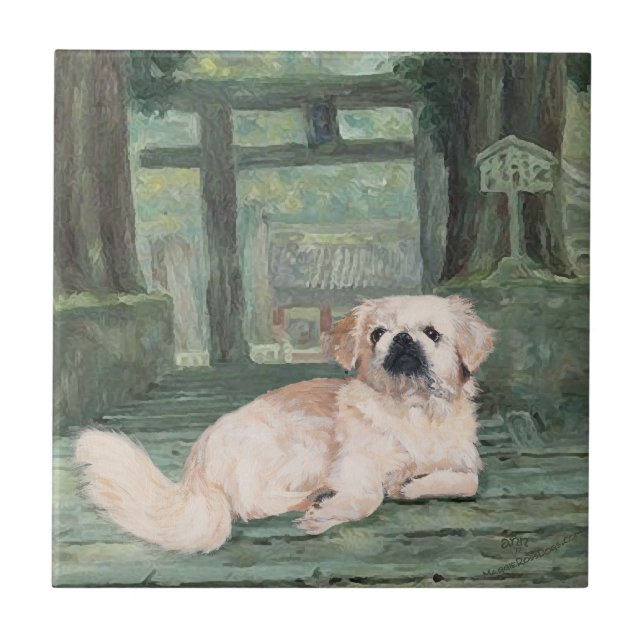 Pekingese am Orientalischen Tor Fliese (Vorderseite)
