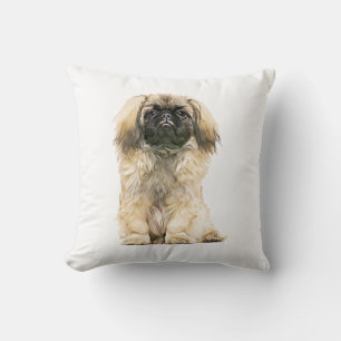 Pekingese Aquarellmalerei Kissen