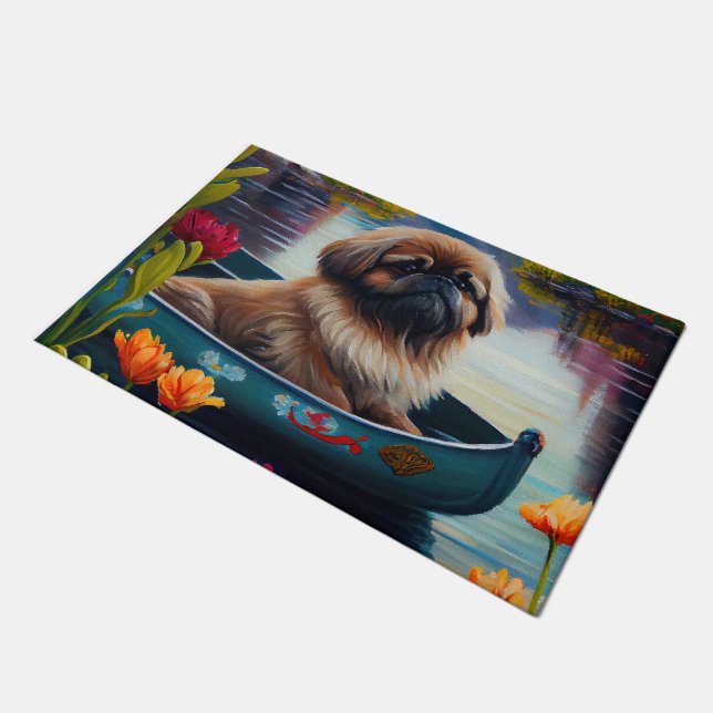 Pekingese auf dem Paddle: Ein Landschaftliches Abe Fußmatte (Schrägansicht)