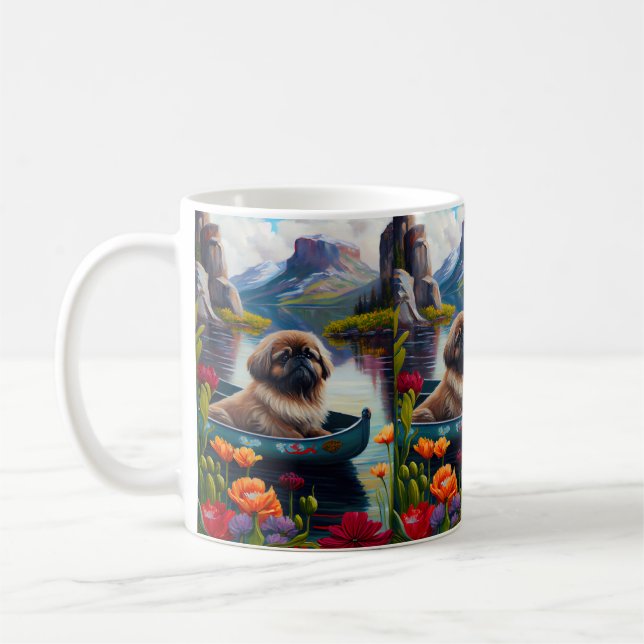 Pekingese auf dem Paddle: Ein Landschaftliches Abe Kaffeetasse (Links)